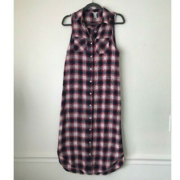Forever 21 Women's Midi Plaid Button Down Dress M - Picture 1 of 4